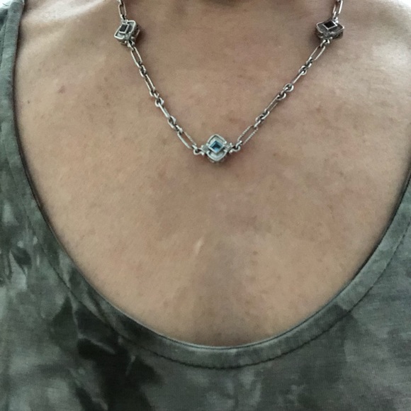 Sterling silver amethyst and blue topaz necklace - Picture 2 of 8